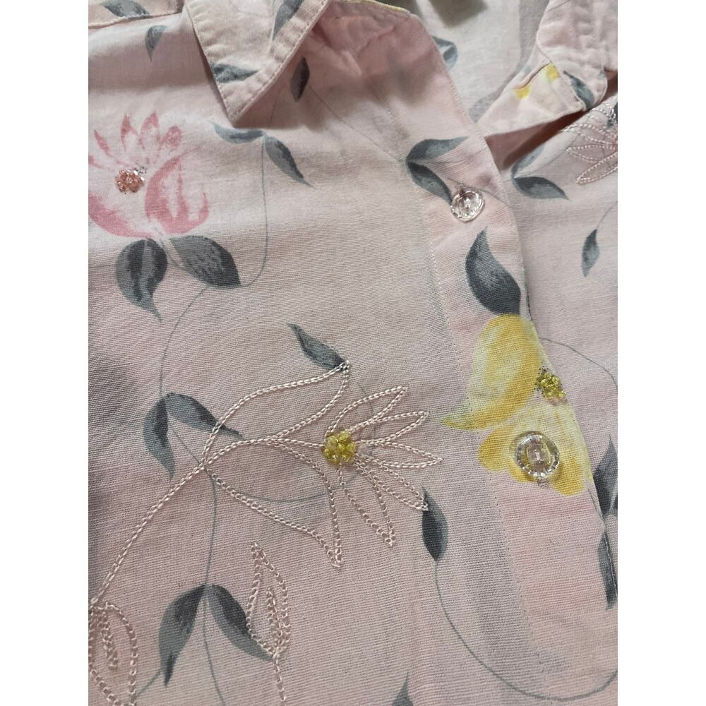 Vintage TanTrums Cotton/Linen Blend Pink Camp Shirt Size L - Picture 6 of 8